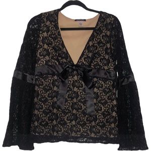 Boston Proper Lace V Neck Top